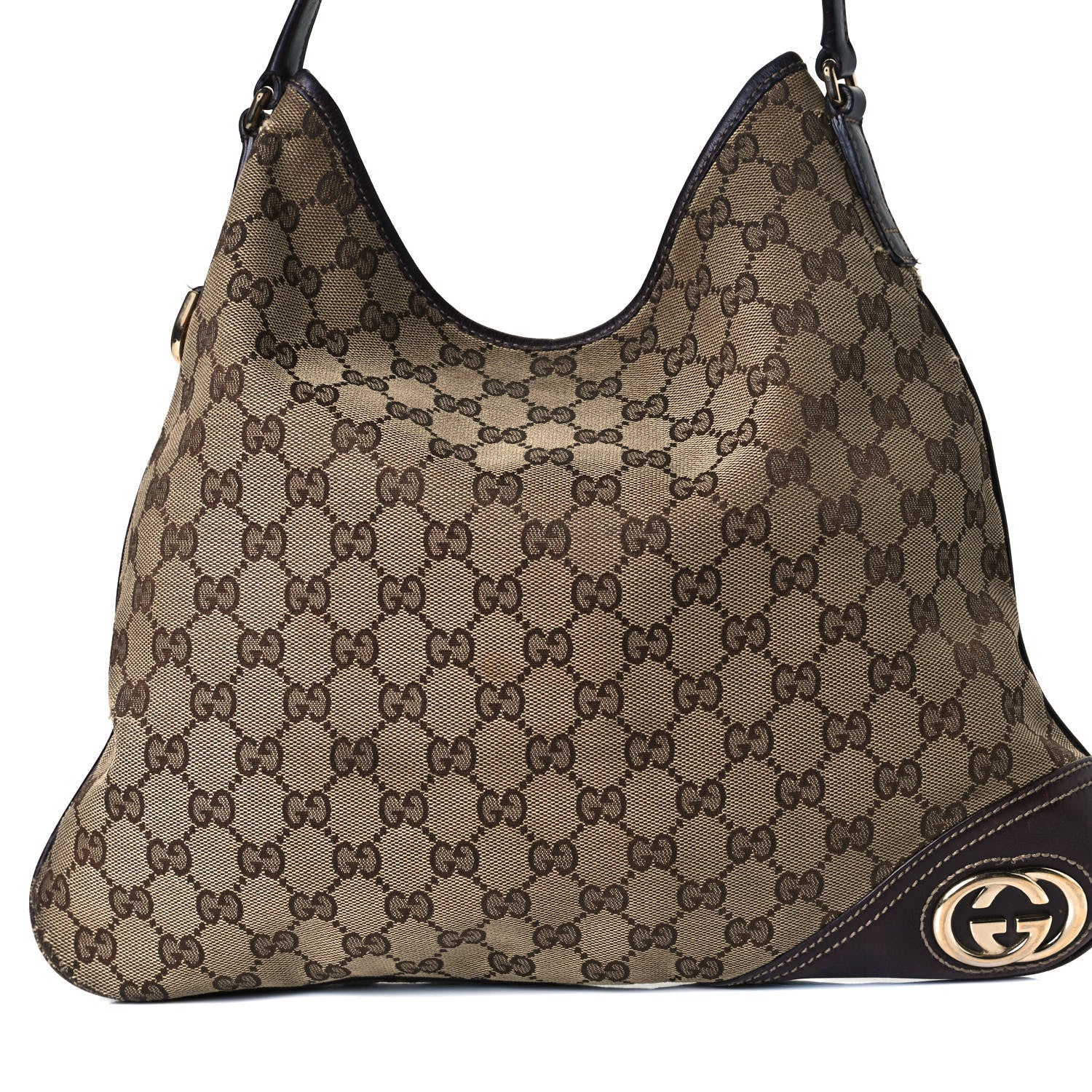 Gucci Monogram Medium New Britt Hobo Dark Brown 8 of 17