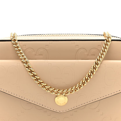 Gucci Calfskin GG Super Mini Debossed Chain Wallet Souffle Rose 8 of 11