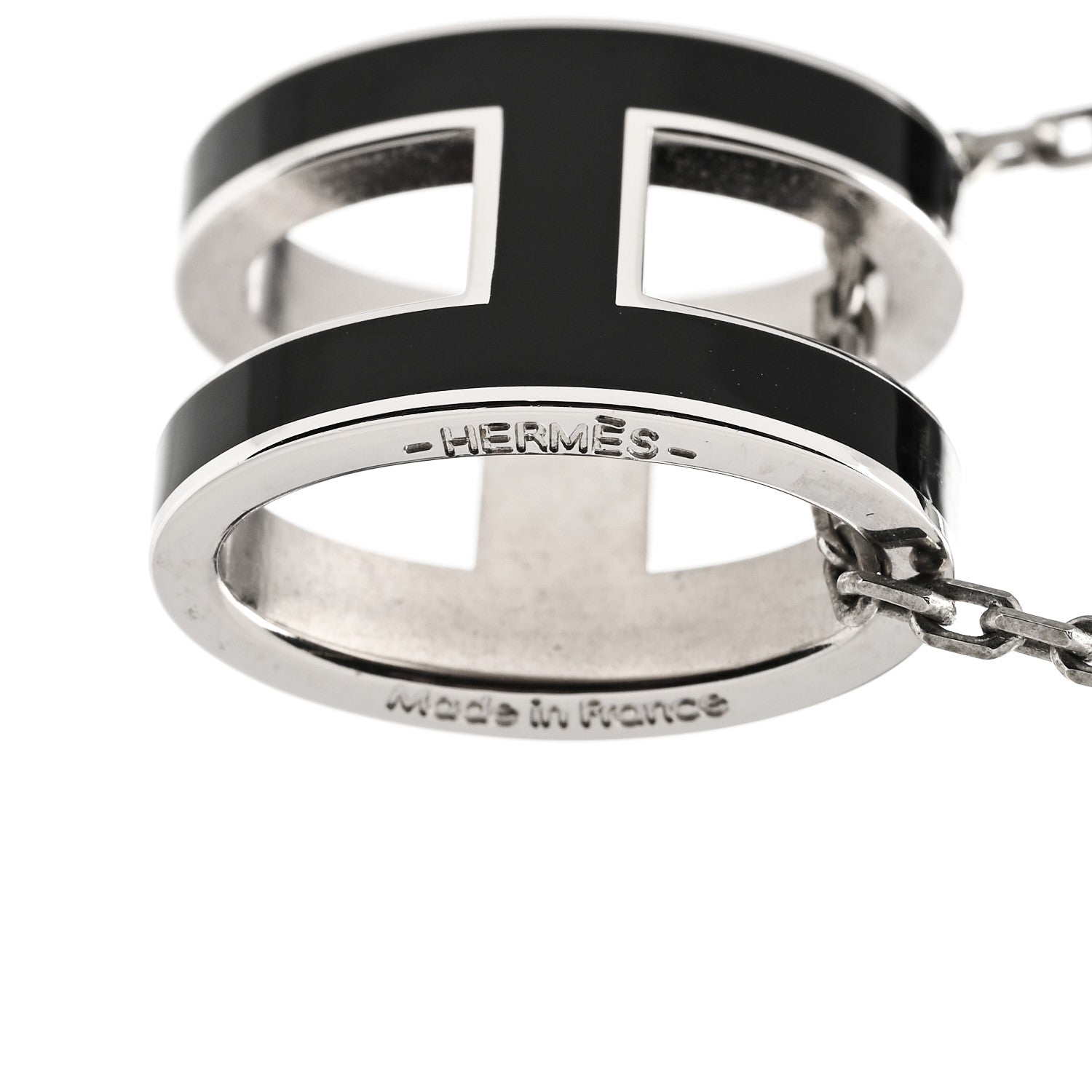 Hermes Lacquered Palladium Pop H Pendant Necklace Black 5 of 6