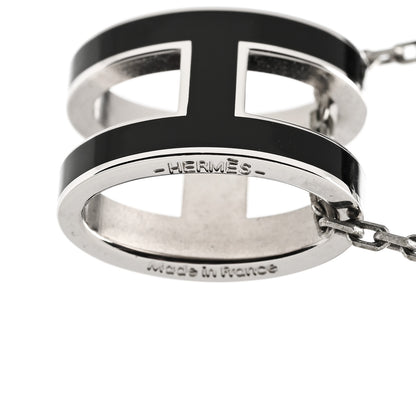 Hermes Lacquered Palladium Pop H Pendant Necklace Black 5 of 6