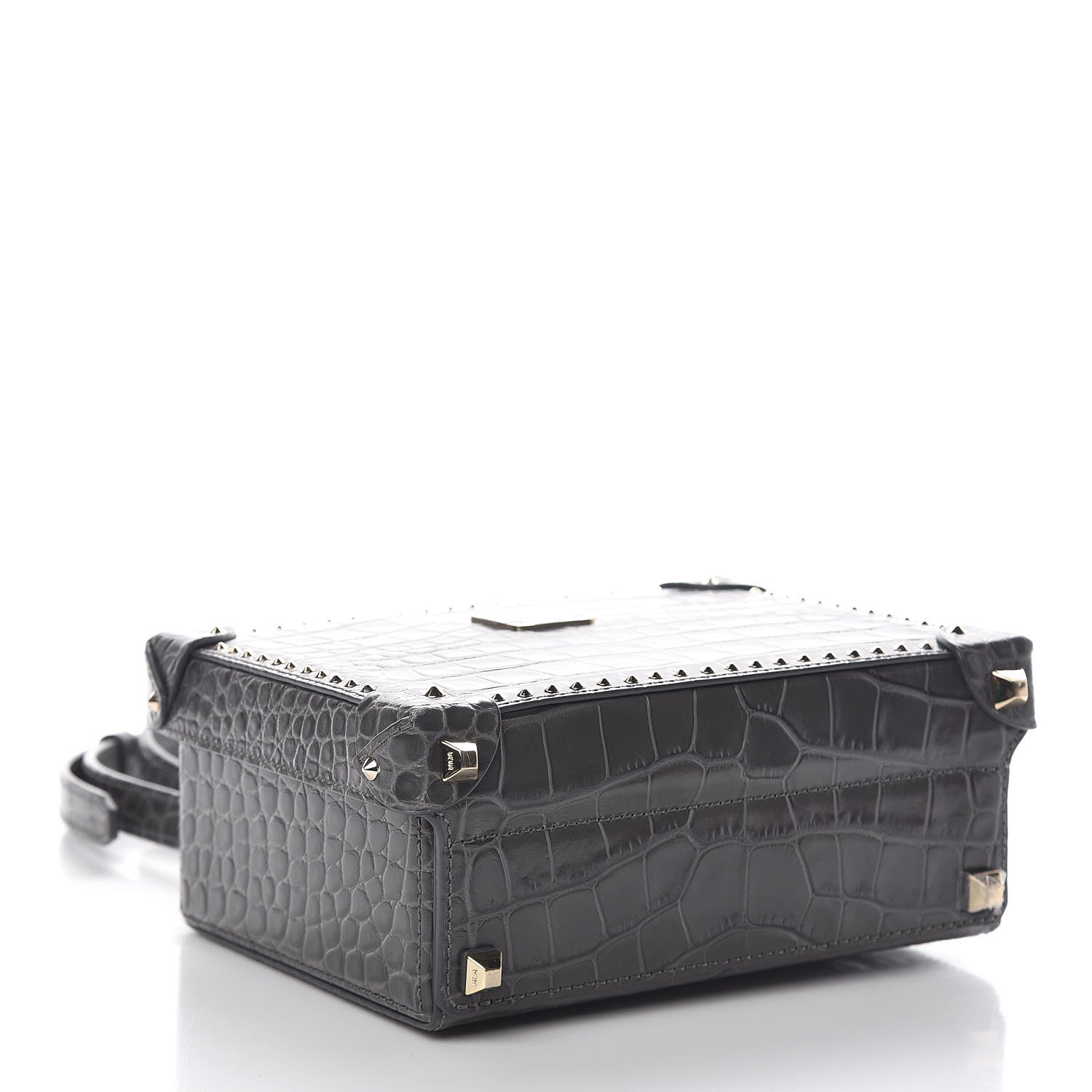 MCM Calfskin Crocodile Embossed Small Berlin Crossbody Charcoal 4 of 11