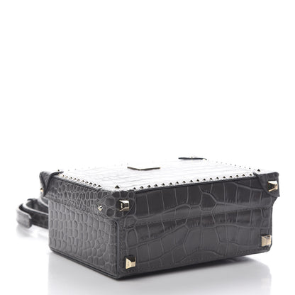 MCM Calfskin Crocodile Embossed Small Berlin Crossbody Charcoal 4 of 11