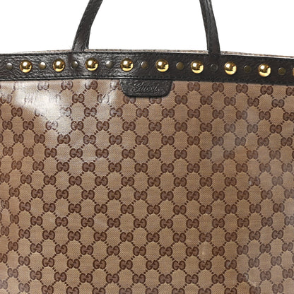 Gucci Crystal Monogram Large Babouska Vertical Shopping Tote Brown 8 of 12