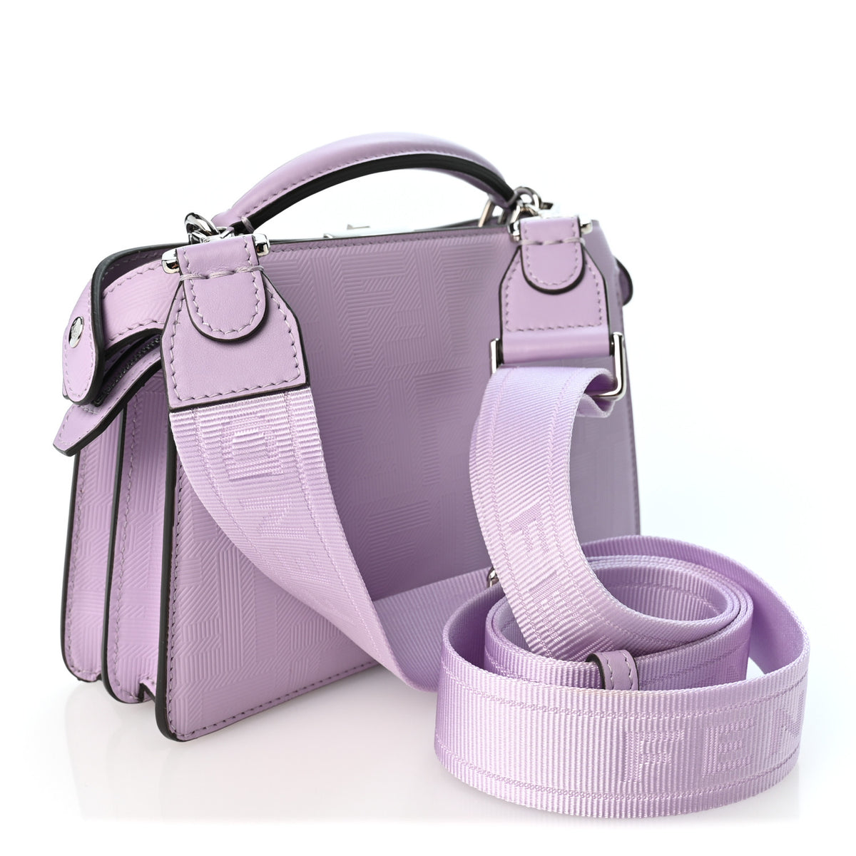 Calfskin Striped Texture FF Peekaboo I See U X Cross Satchel Violetta