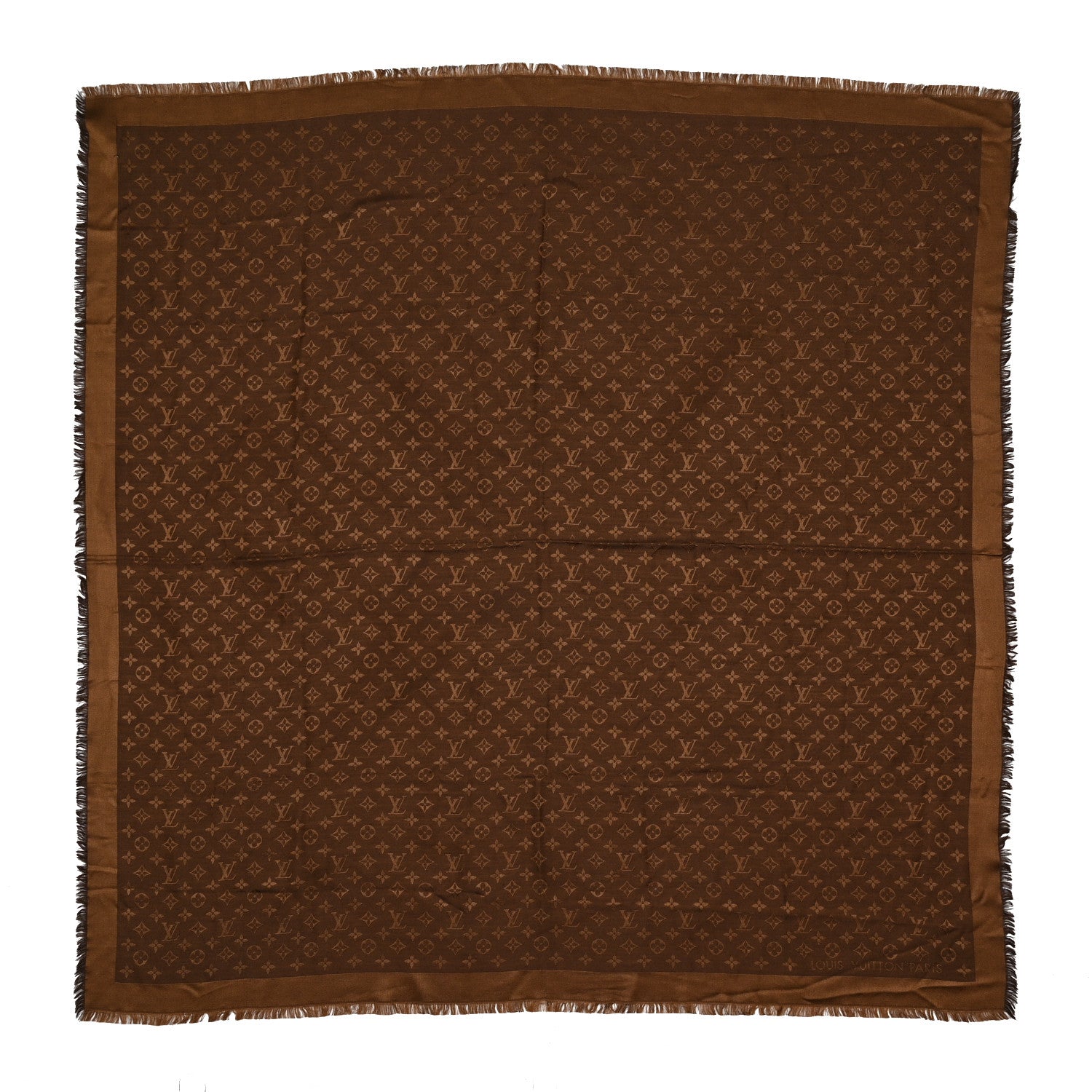 Louis Vuitton Silk Wool Monogram Denim Shawl Chocolate 1 of 5