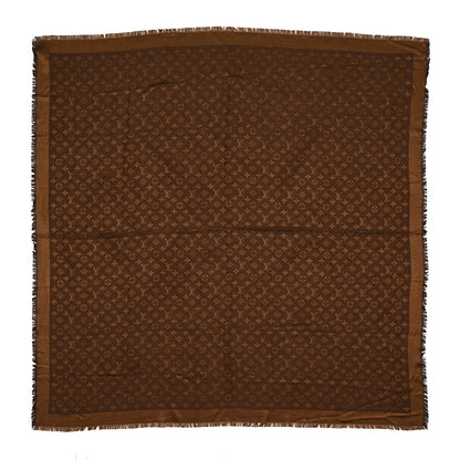 Louis Vuitton Silk Wool Monogram Denim Shawl Chocolate 1 of 5