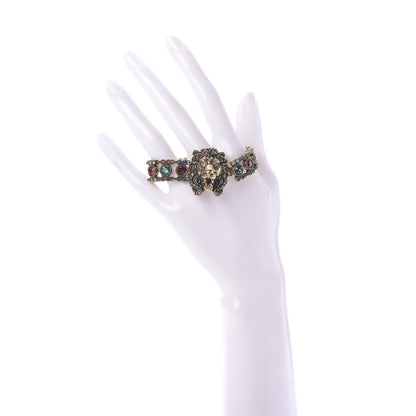 Gucci Metal Crystal Lion Head Bracelet S Aged Gold Multicolor 2 of 4