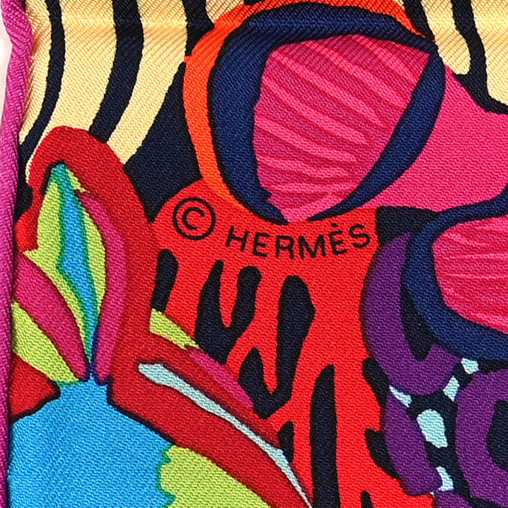 Hermes Silk Under The Waves Scarf 90 Black Fuchsia Multicolor 4 of 5