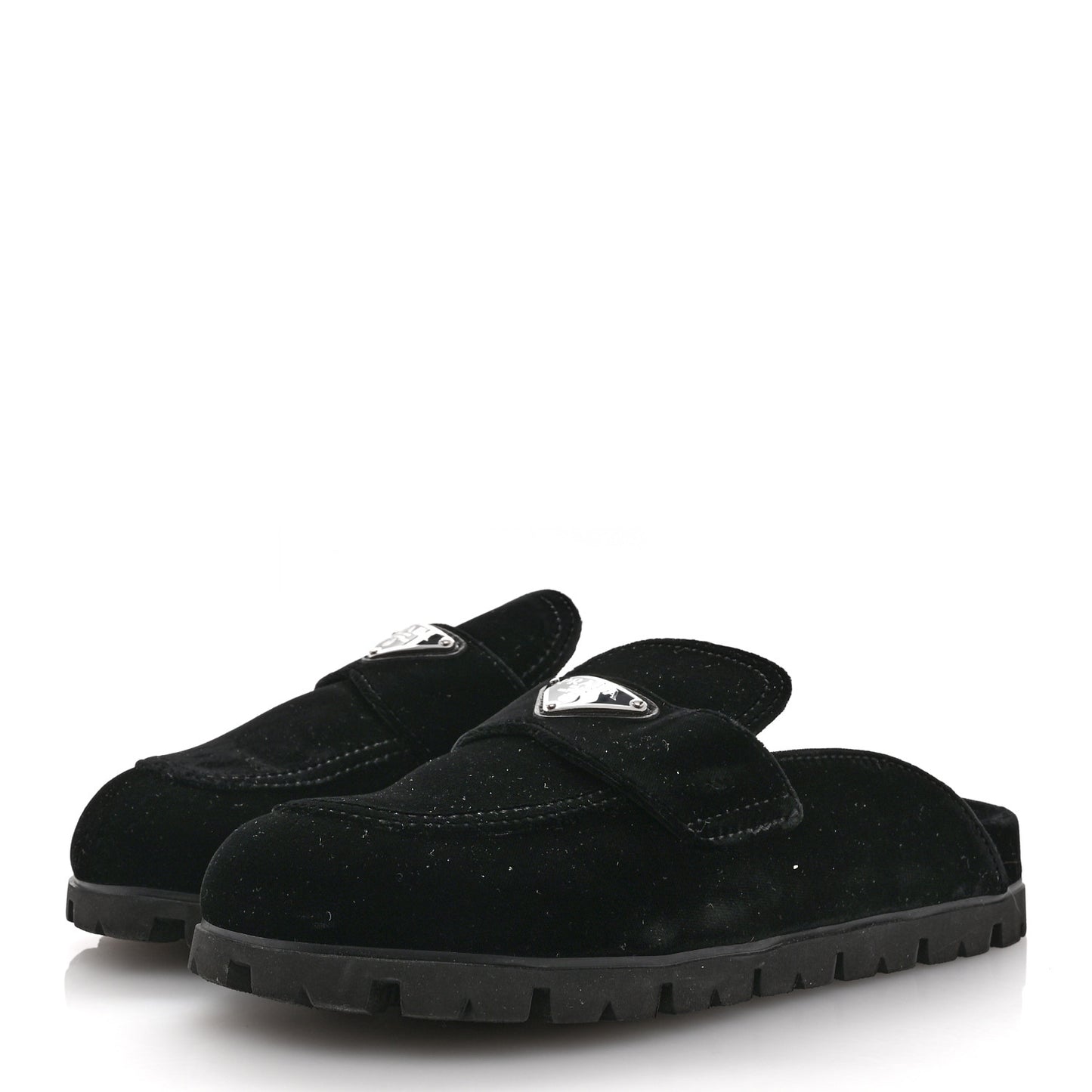 Velluto Triangle 20mm Flat Mules 37.5 Black