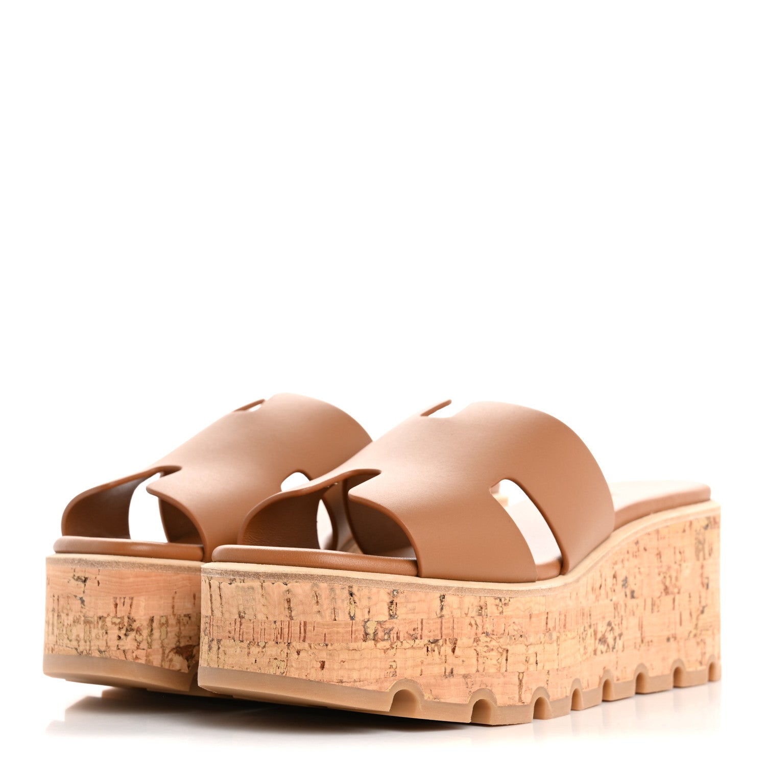 Hermes Calfskin Cork Eze 30 Sandals 37 Marron Glaise 4 of 10