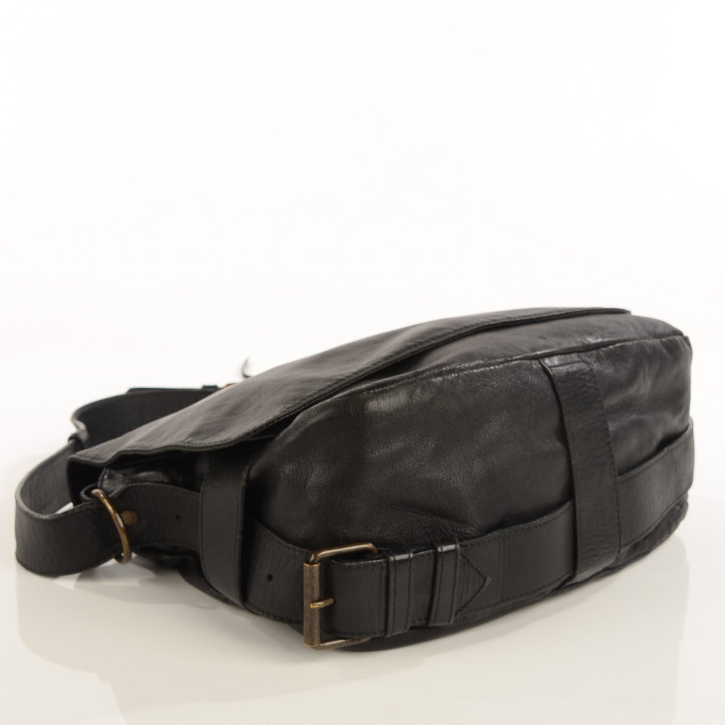 Chevre Flap Shoulder Bag Black