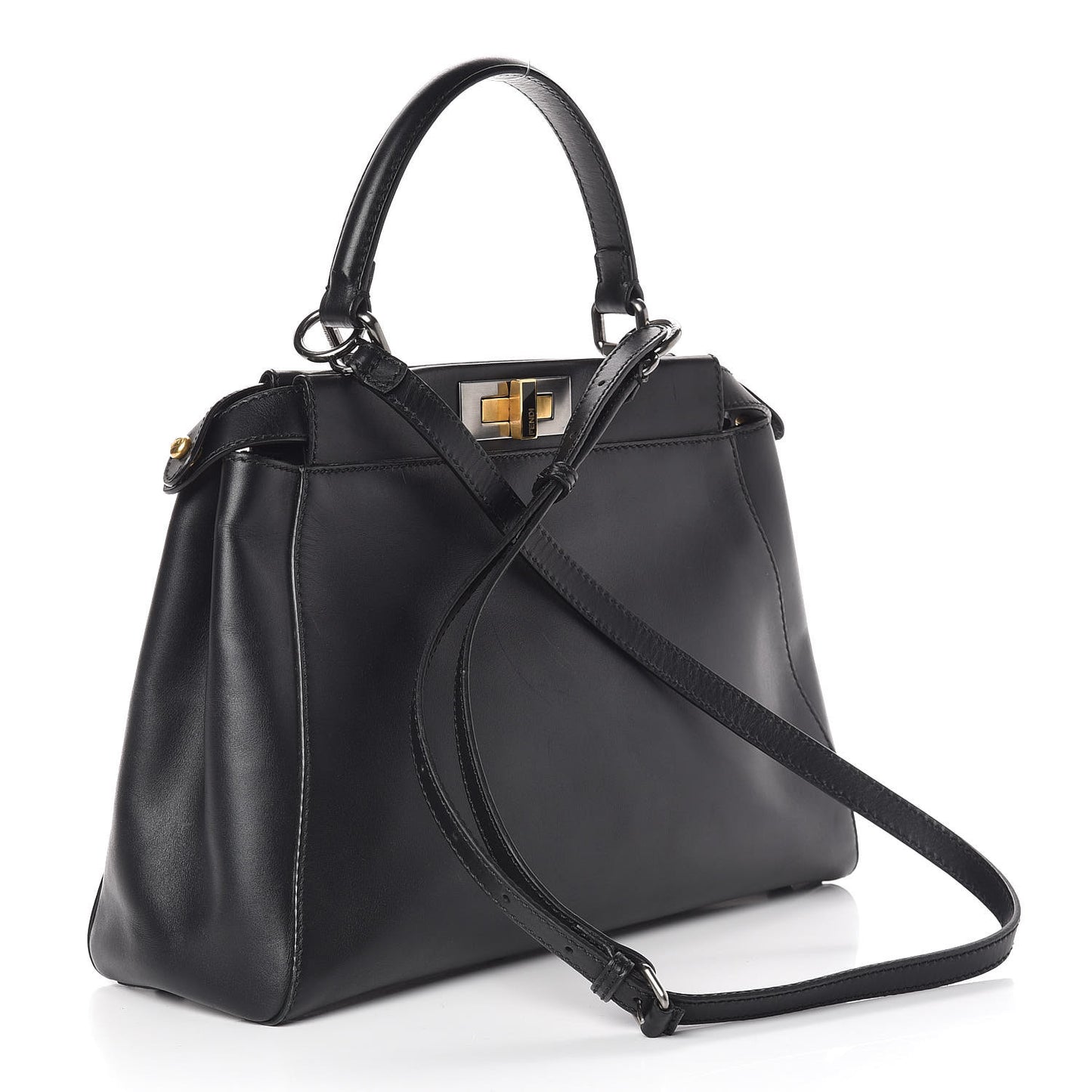 Vitello Suede Medium Peekaboo Iconic Satchel Black