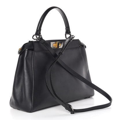 Fendi Vitello Suede Medium Peekaboo Iconic Satchel Black 4 of 19