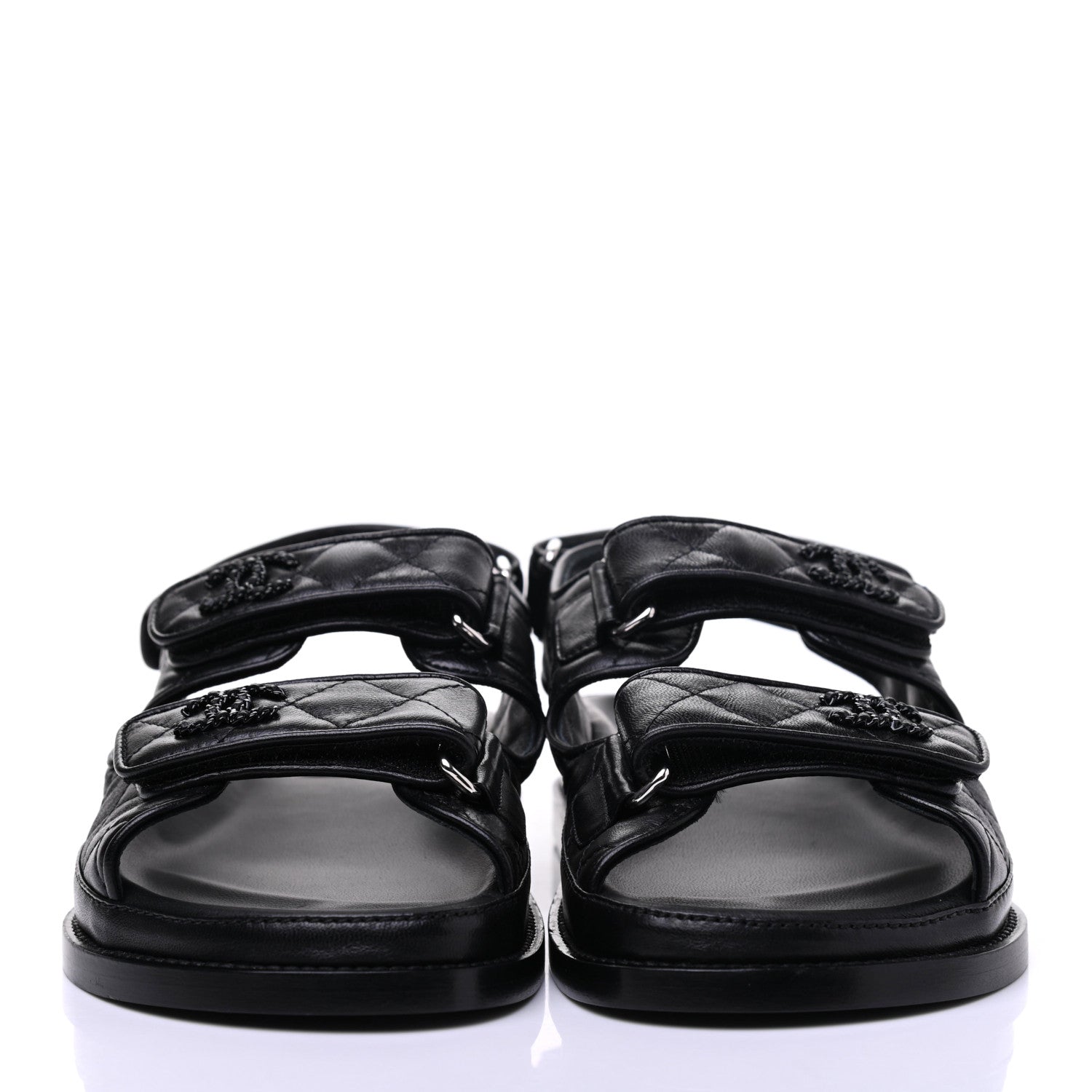 Chanel Lambskin Velcro Dad Sandals 35 Black 2 of 9