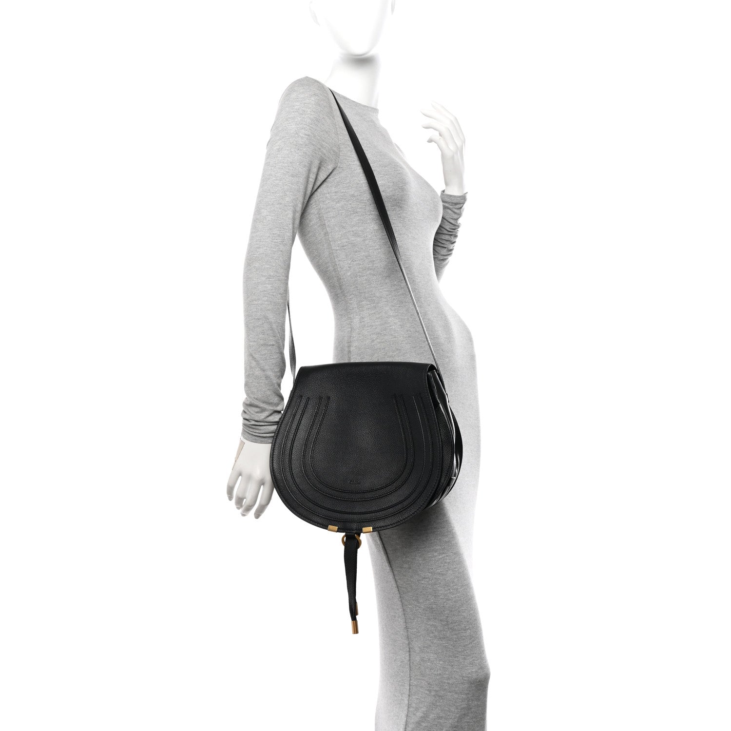 Chloe Calfskin Medium Marcie Round Crossbody Bag Black 2 of 17