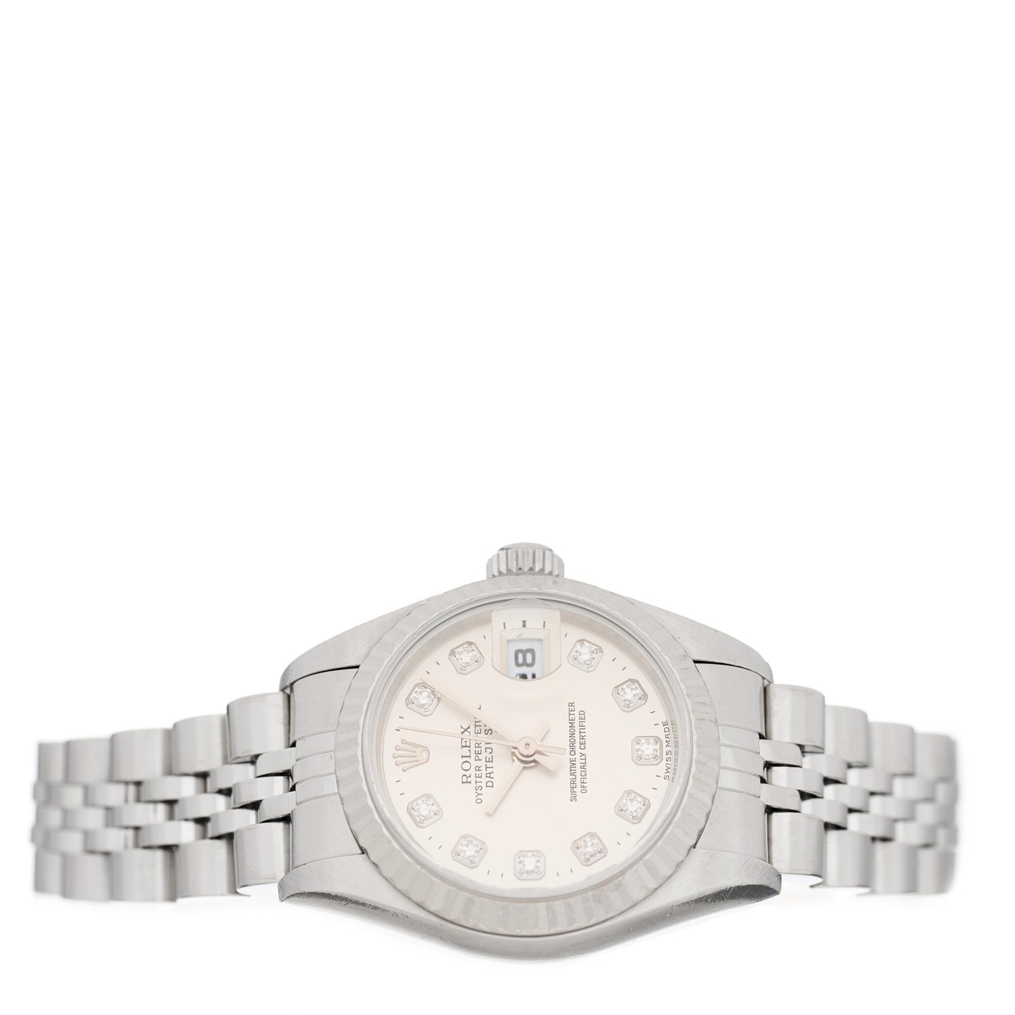 Stainless Steel 18K White Gold Diamond 26mm Oyster Perpetual Datejust Watch Silver 79174