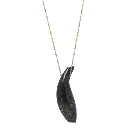 Tiffany 18K Yellow Gold Jade Frank Gehry Fish Pendant Necklace 3 of 6