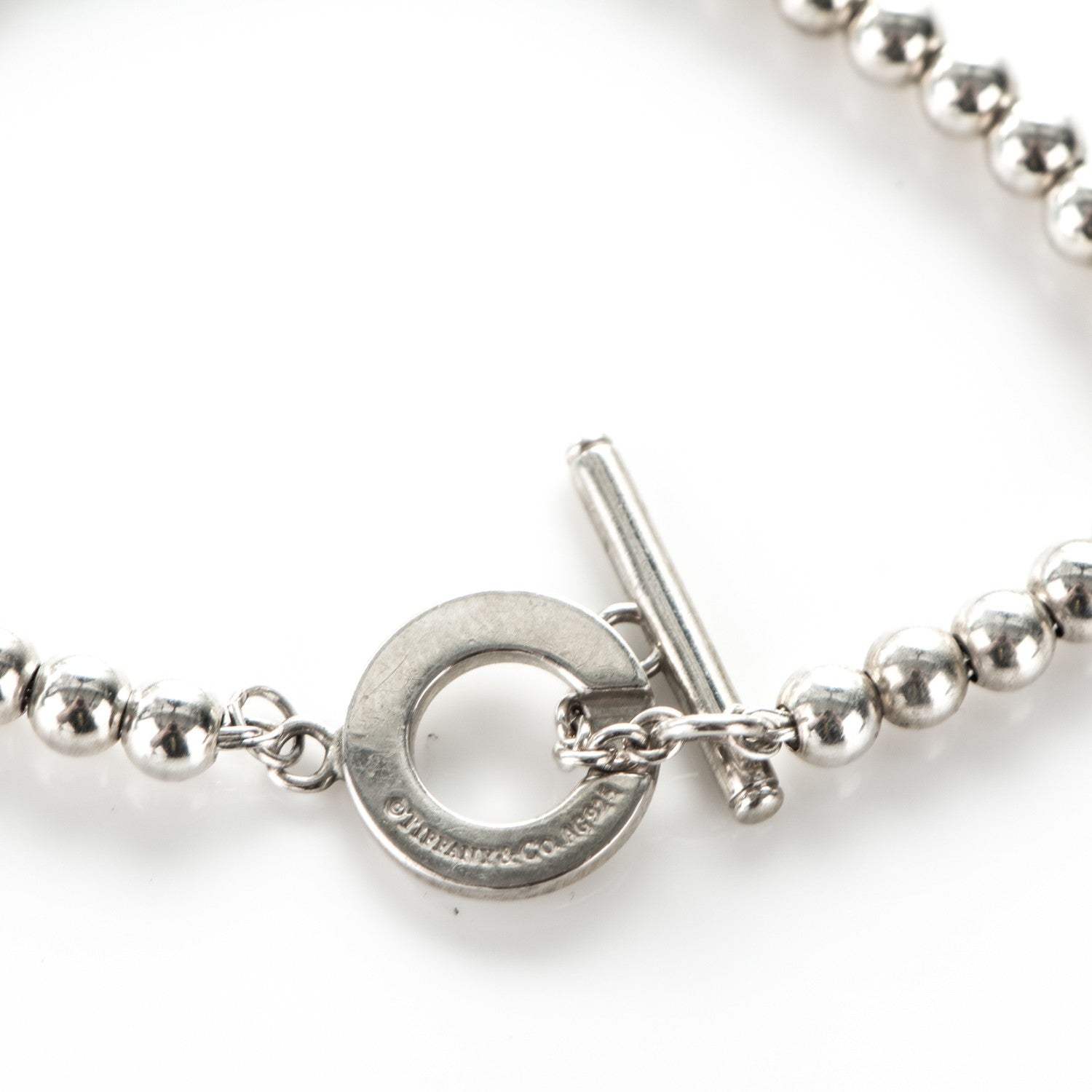 Tiffany Sterling Silver 4mm Beads Toggle Bracelet 5 of 6