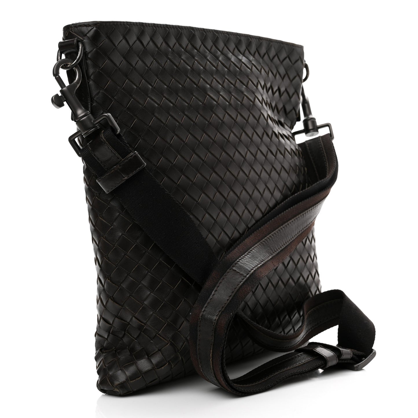 Nappa Intrecciato VN Crossbody Messenger Bag Ebano