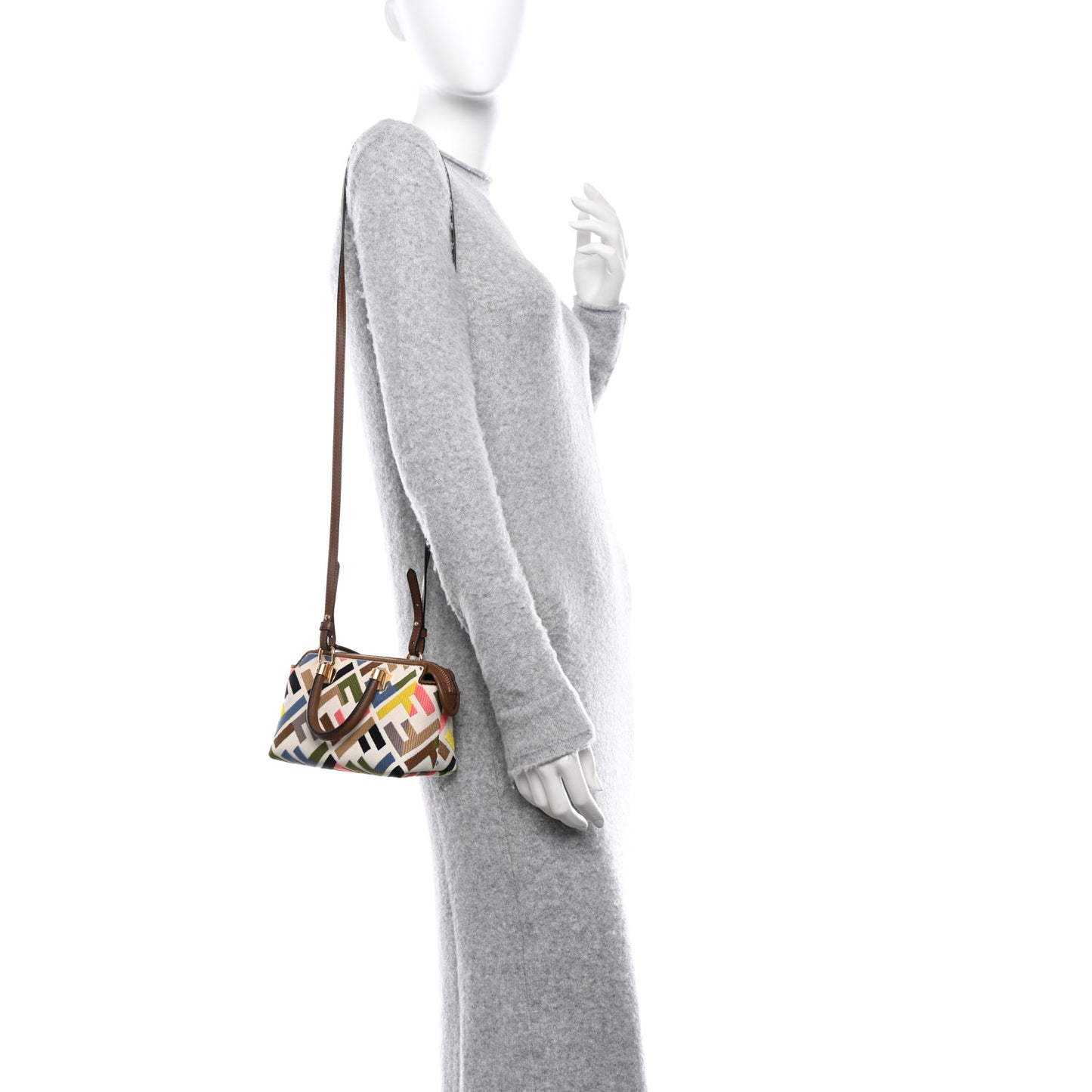 Canvas Vitello FF Multicolor Embroidered Mini By The Way Top Handle Boston Bag Multicolor