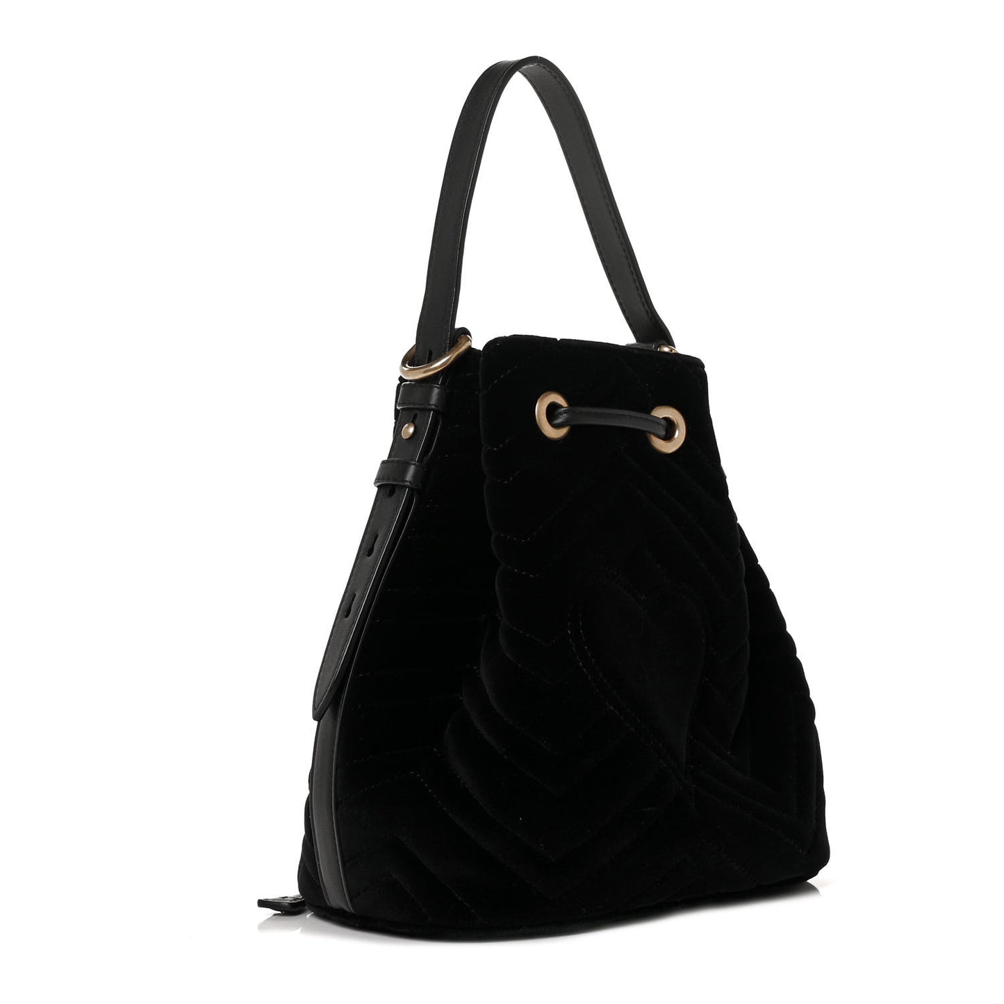 Velvet Matelasse GG Marmont Bucket Bag Black