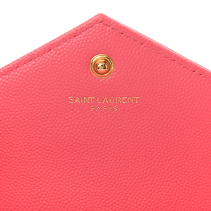 Saint Laurent Grain De Poudre Matelasse Chevron Monogram Chain Wallet Rose Clair 6 of 12