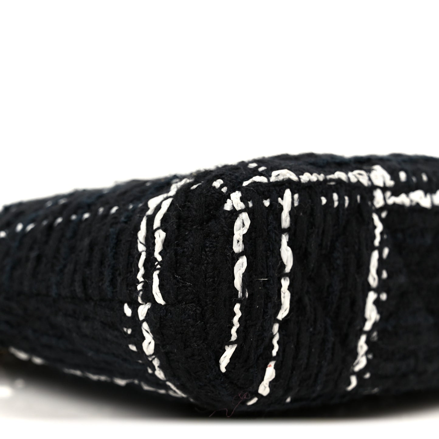Tweed Quilted Mini Clutch With Chain Black White