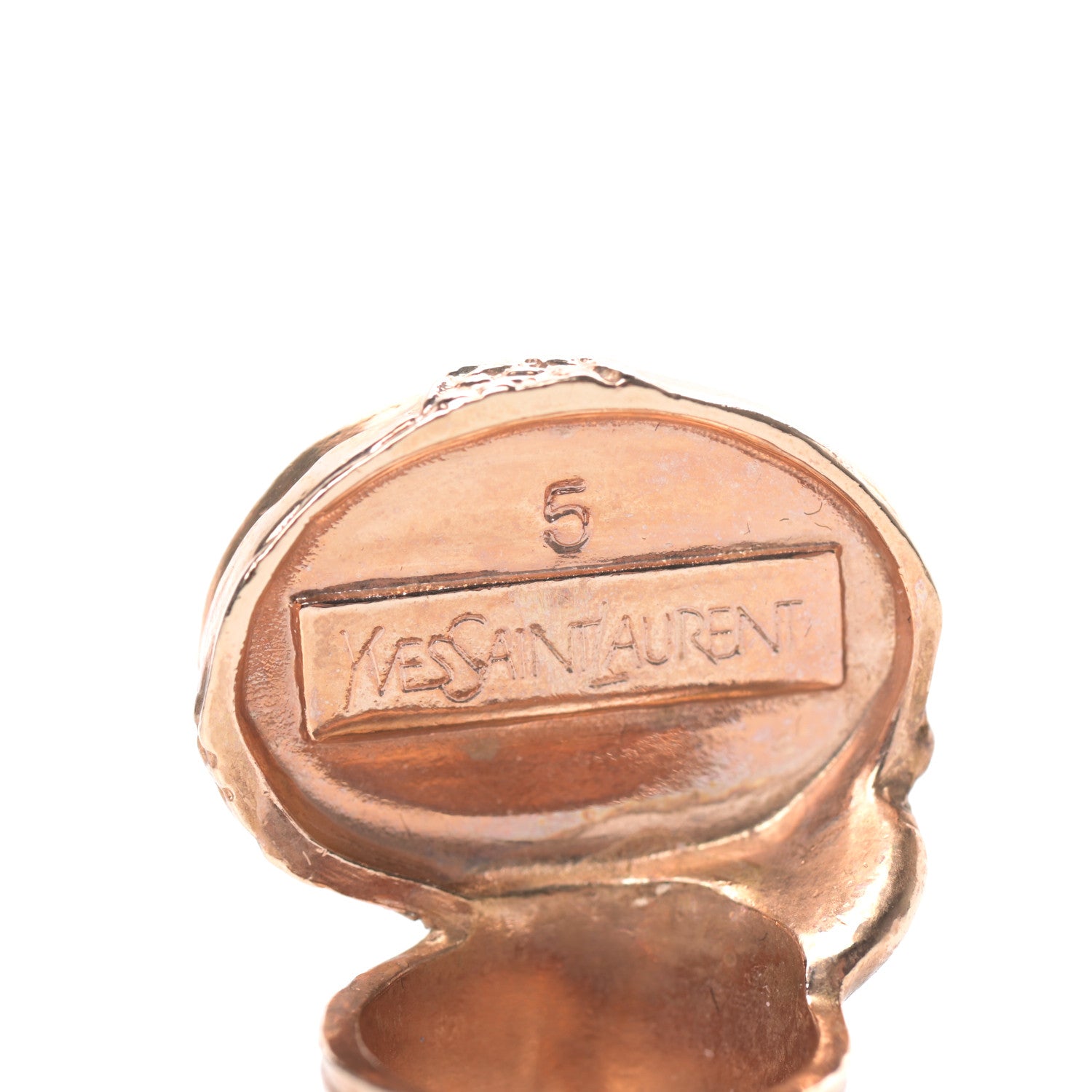 Saint Laurent Glass Cabochon Arty Ovale Ring 5 Rose Gold Lapis 4 of 4