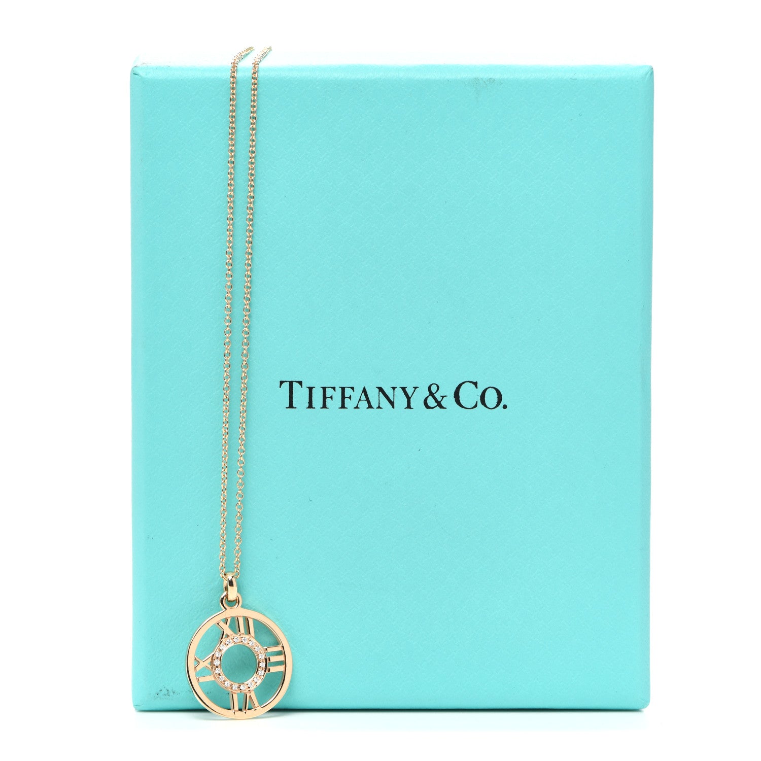 Tiffany 18K Rose Gold Diamond Small Atlas Open Pendant Necklace 6 of 6