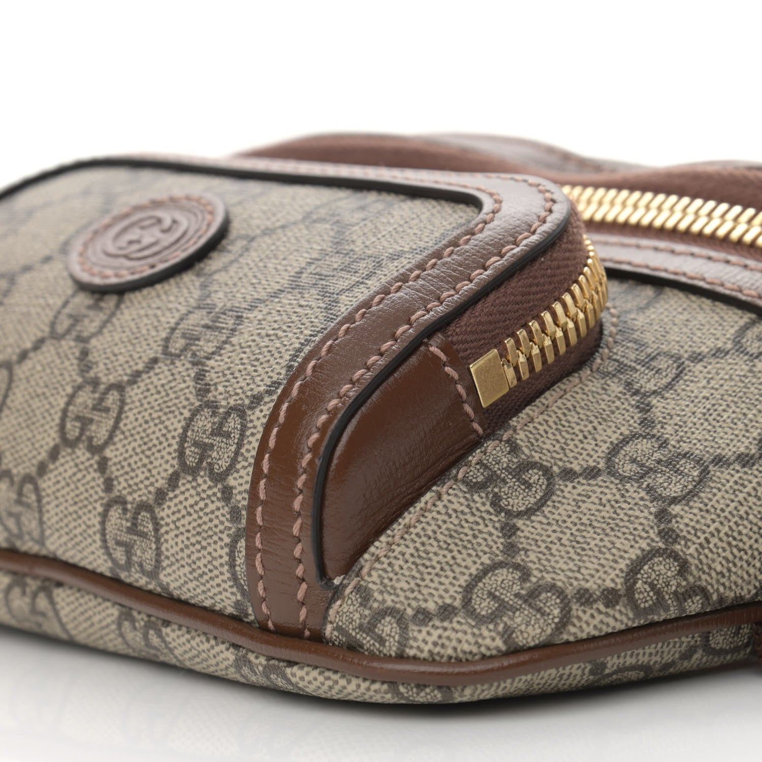 Gucci GG Supreme Monogram Textured Calfskin Retro Interlocking G Belt Bag Beige Ebony Brown Sugar 12 of 14