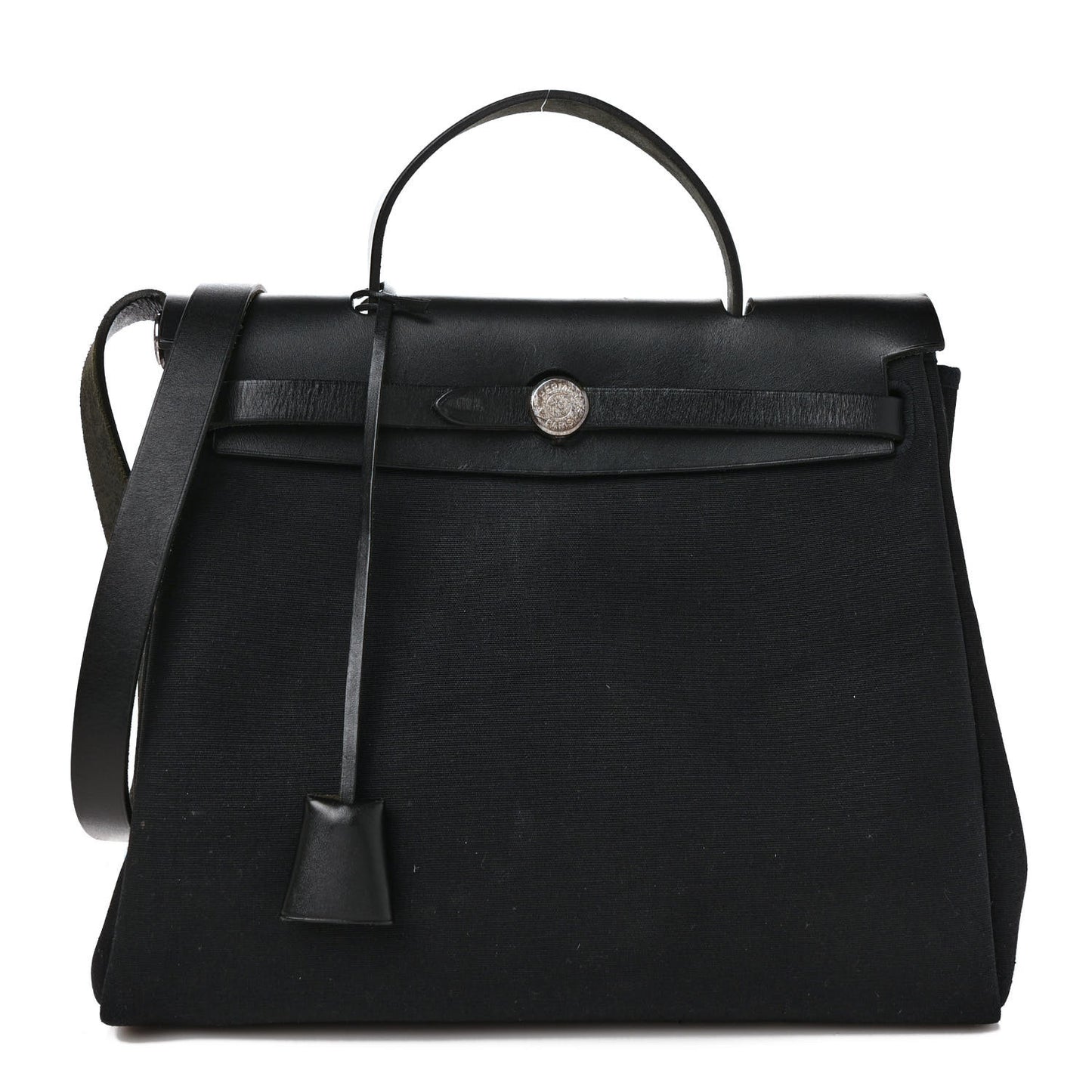 Toile Vache Calfskin Herbag 30 PM Black