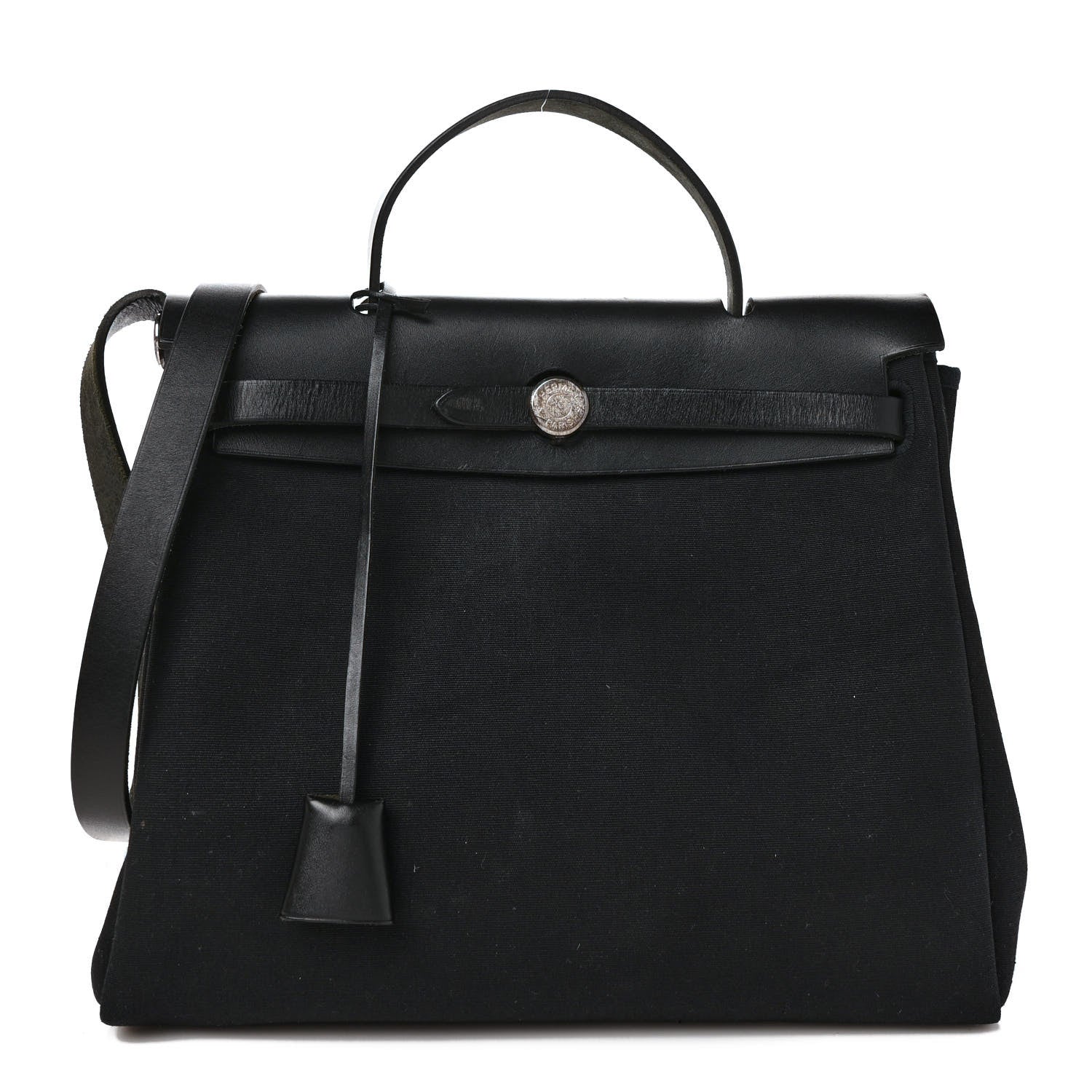 Hermes Toile Vache Calfskin Herbag 30 PM Black 1 of 15