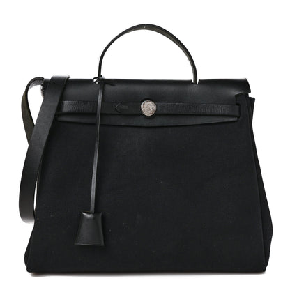 Hermes Toile Vache Calfskin Herbag 30 PM Black 1 of 15