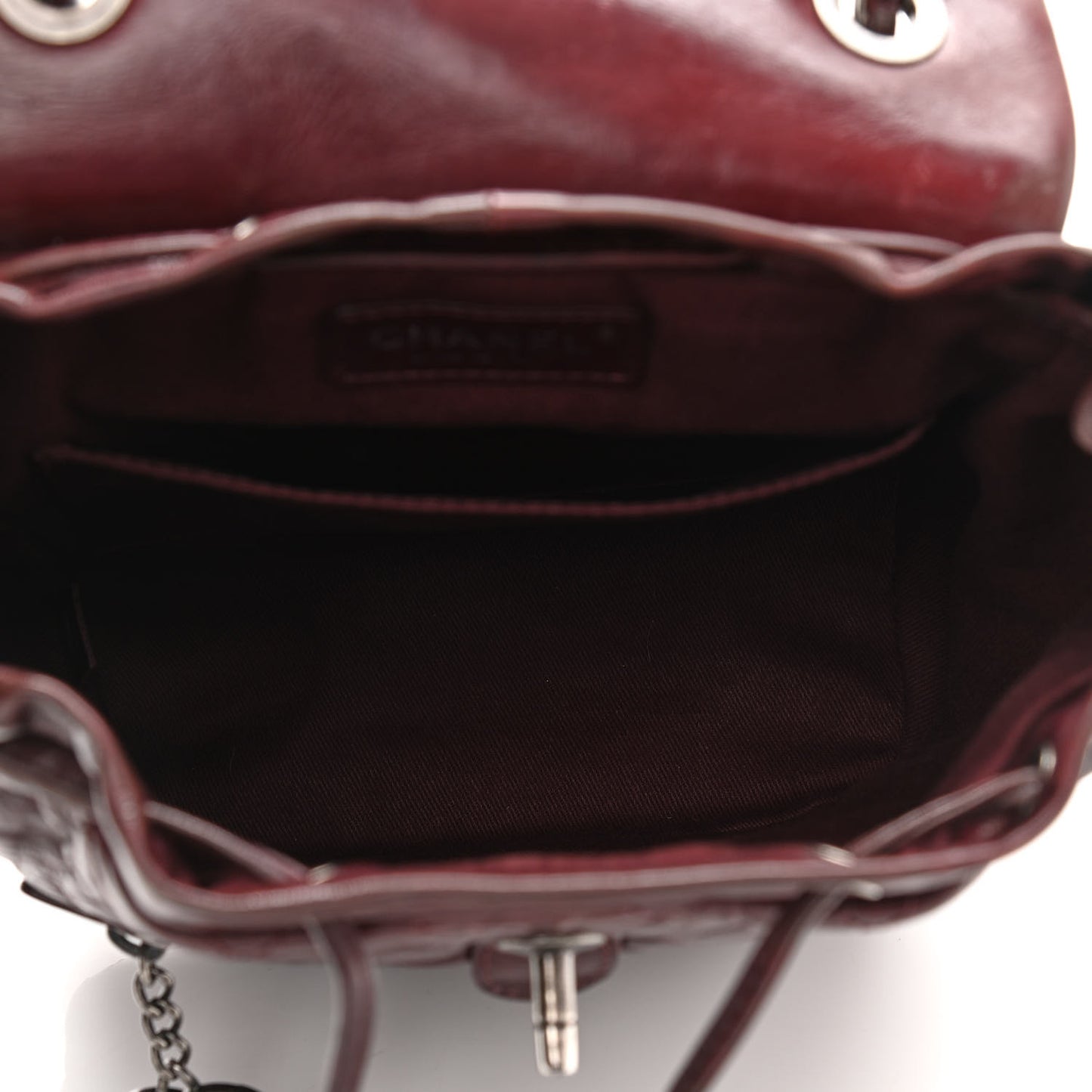 Glazed Calfskin Quilted Small Salzburg Backpack Burgundy
