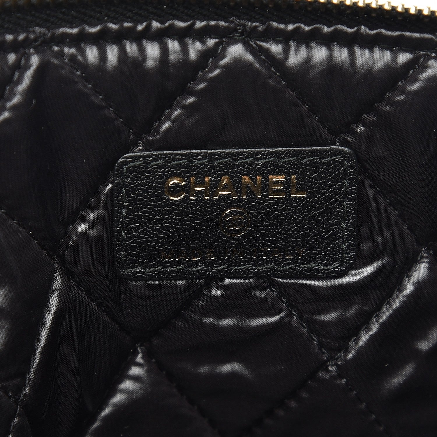 Chanel Sheepskin Quilted Large Vintage Mademoiselle Cosmetic Case Beige Black 6 of 8