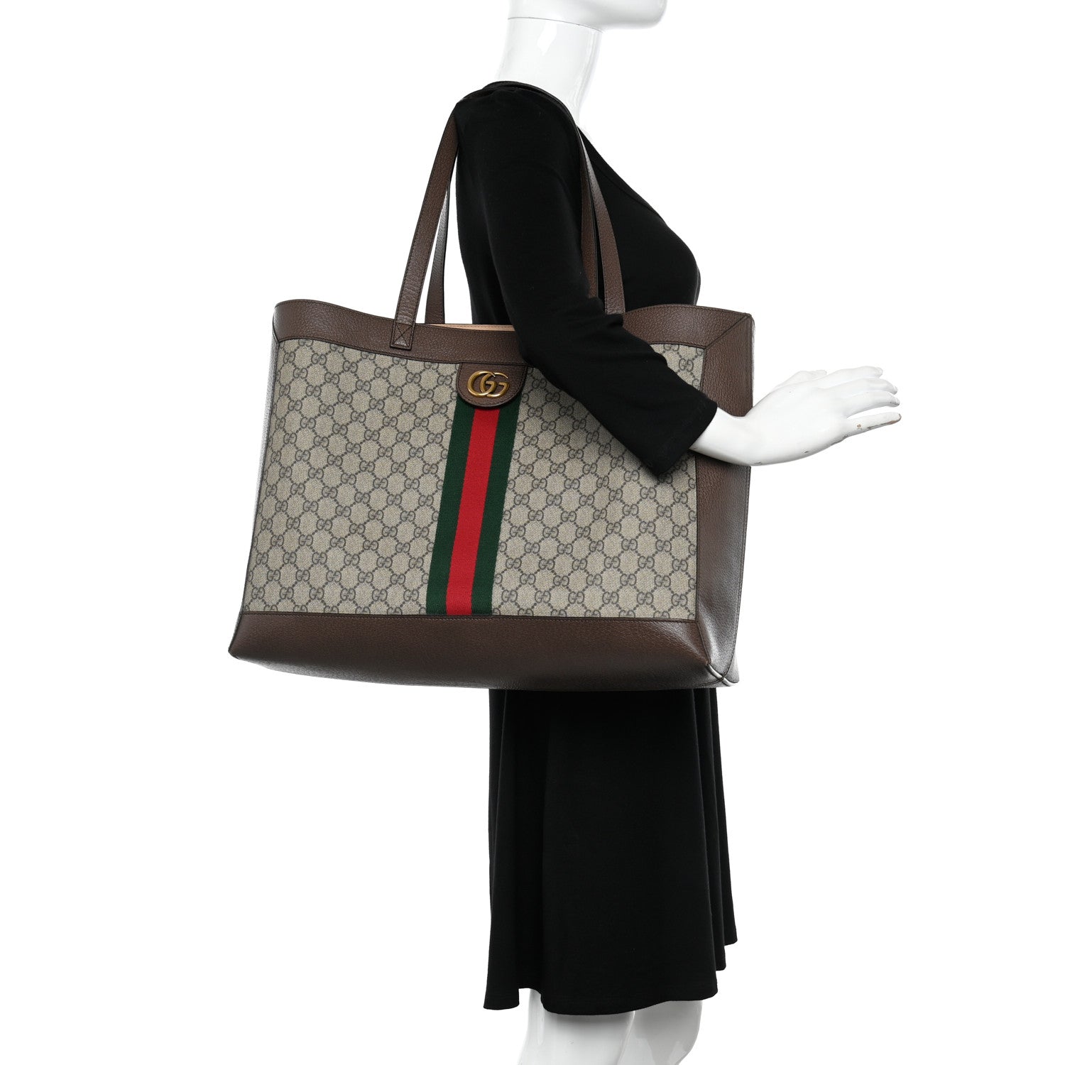 Gucci GG Supreme Monogram Web Ophidia Tote Brown 2 of 11
