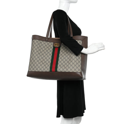 Gucci GG Supreme Monogram Web Ophidia Tote Brown 2 of 11