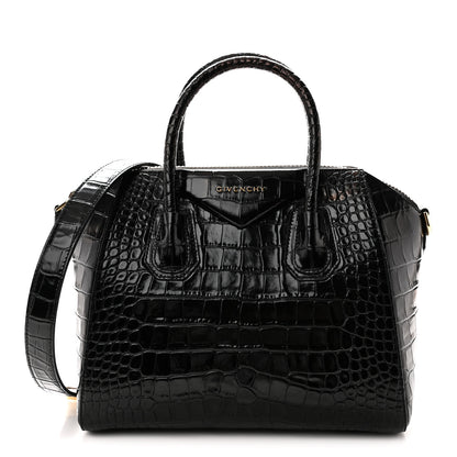 Givenchy Calfskin Crocodile Embossed Small Antigona Black 1 of 10