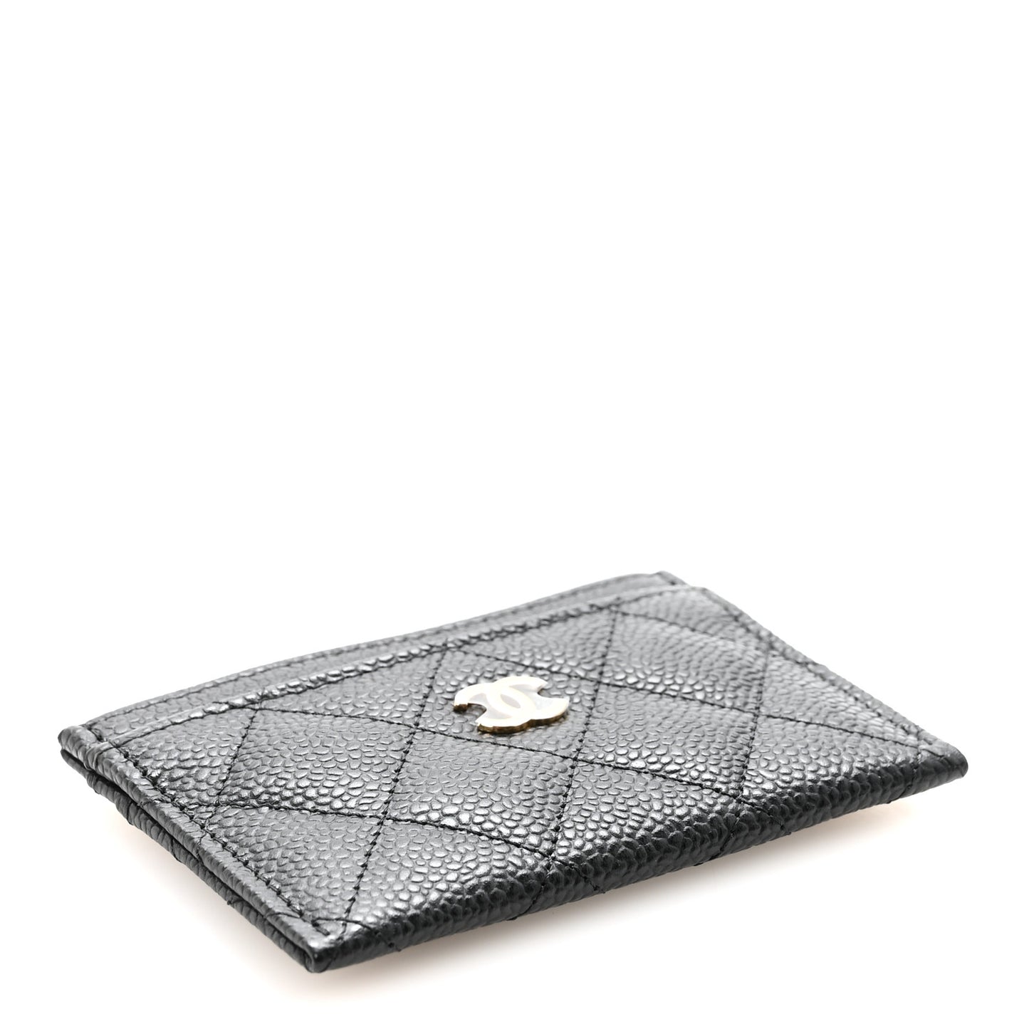Caviar Quilted Card Holder Black