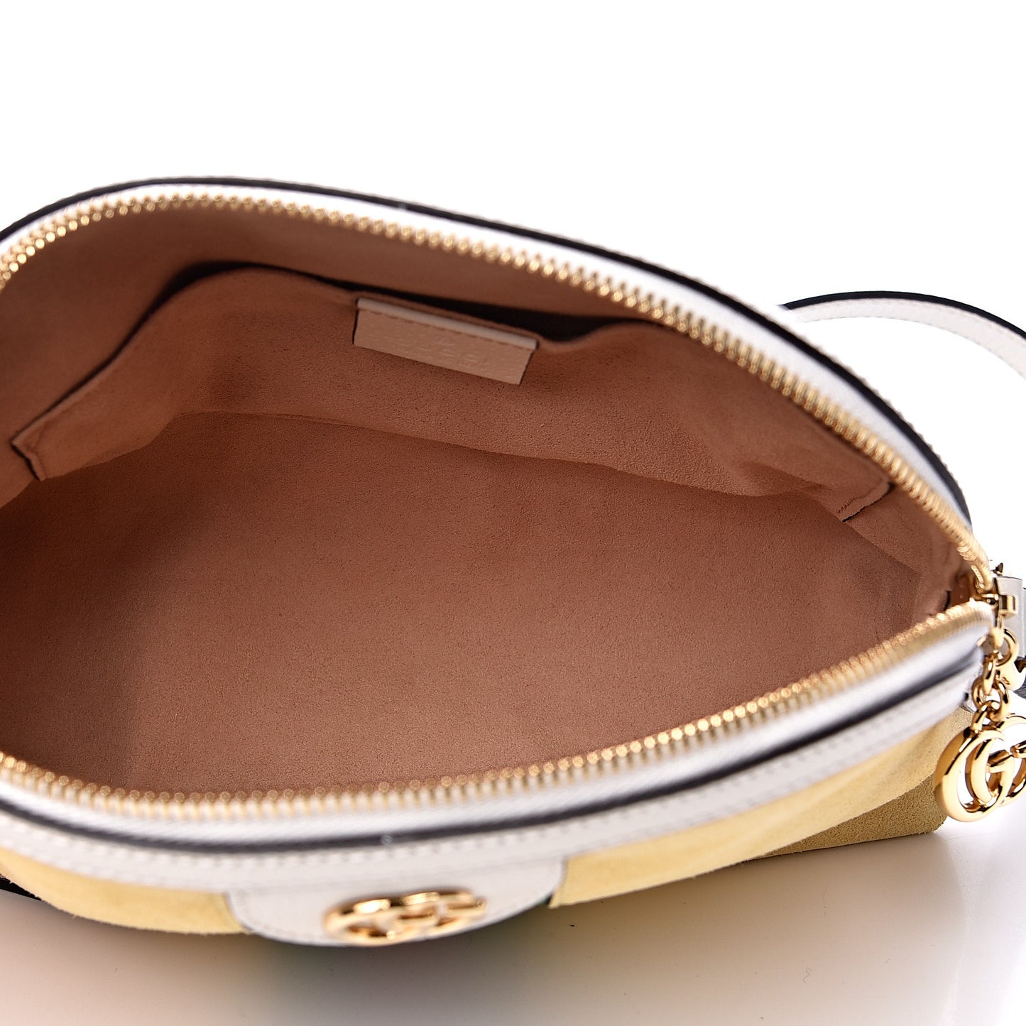 Suede Calfskin GG Web Small Ophidia Dome Shoulder Bag Burro New Mystic White