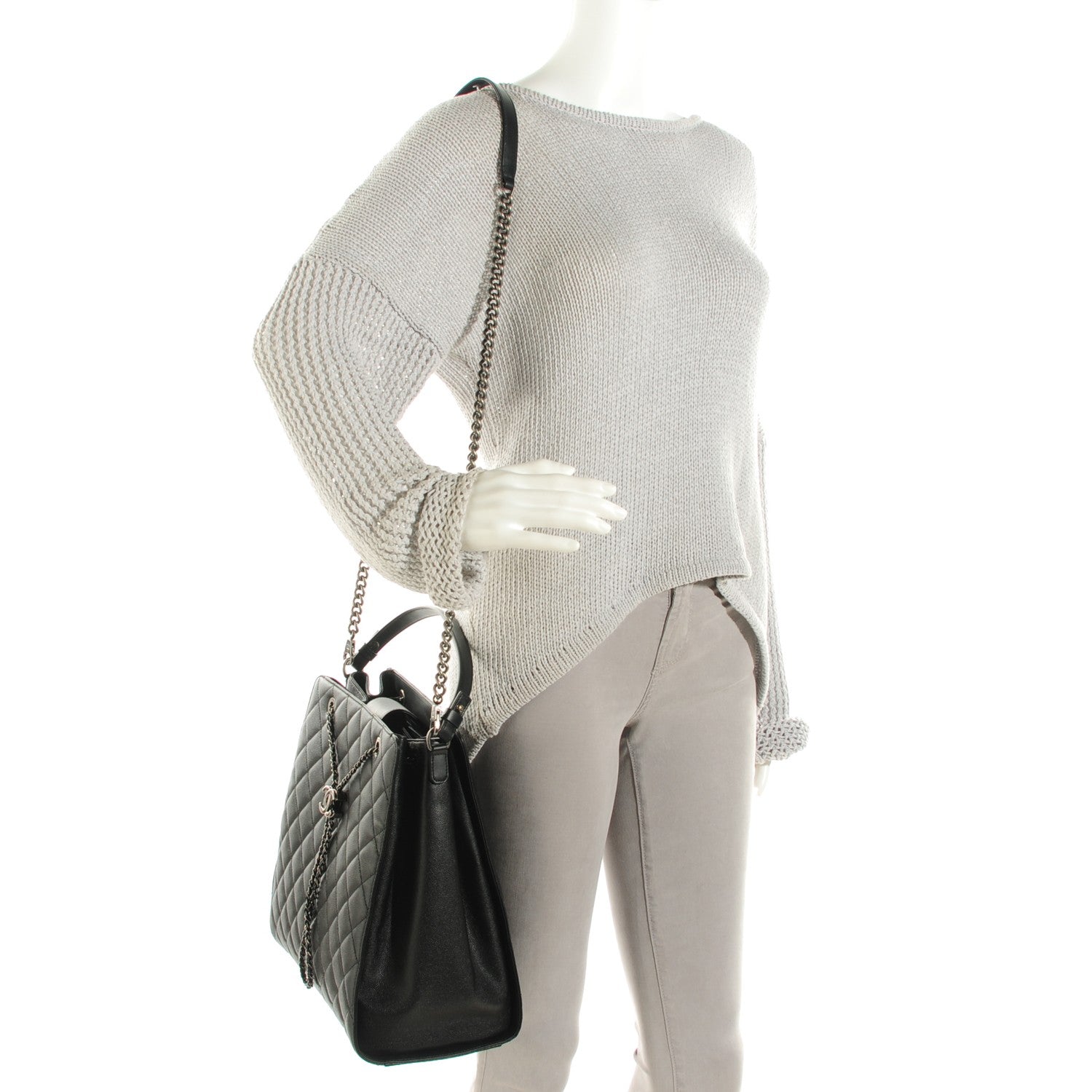 Chanel Caviar Quilted Large CC Bucket Bag Black 2 of 7