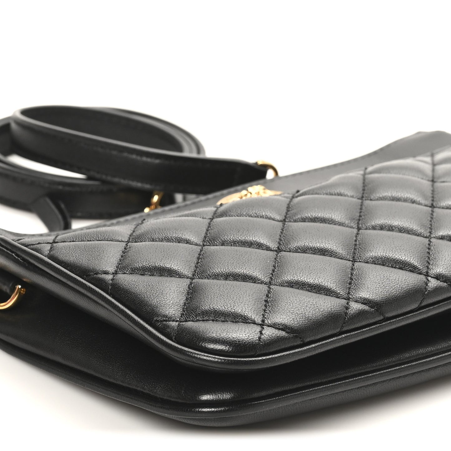 Nappa Quilted La Medusa Shoulder Bag Black
