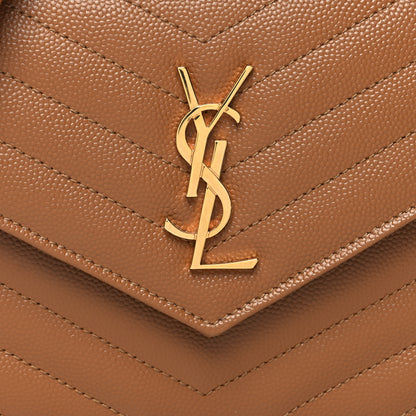 Saint Laurent Grain De Poudre Matelasse Chevron Monogram Envelope Chain Wallet Natural Dark 8 of 11