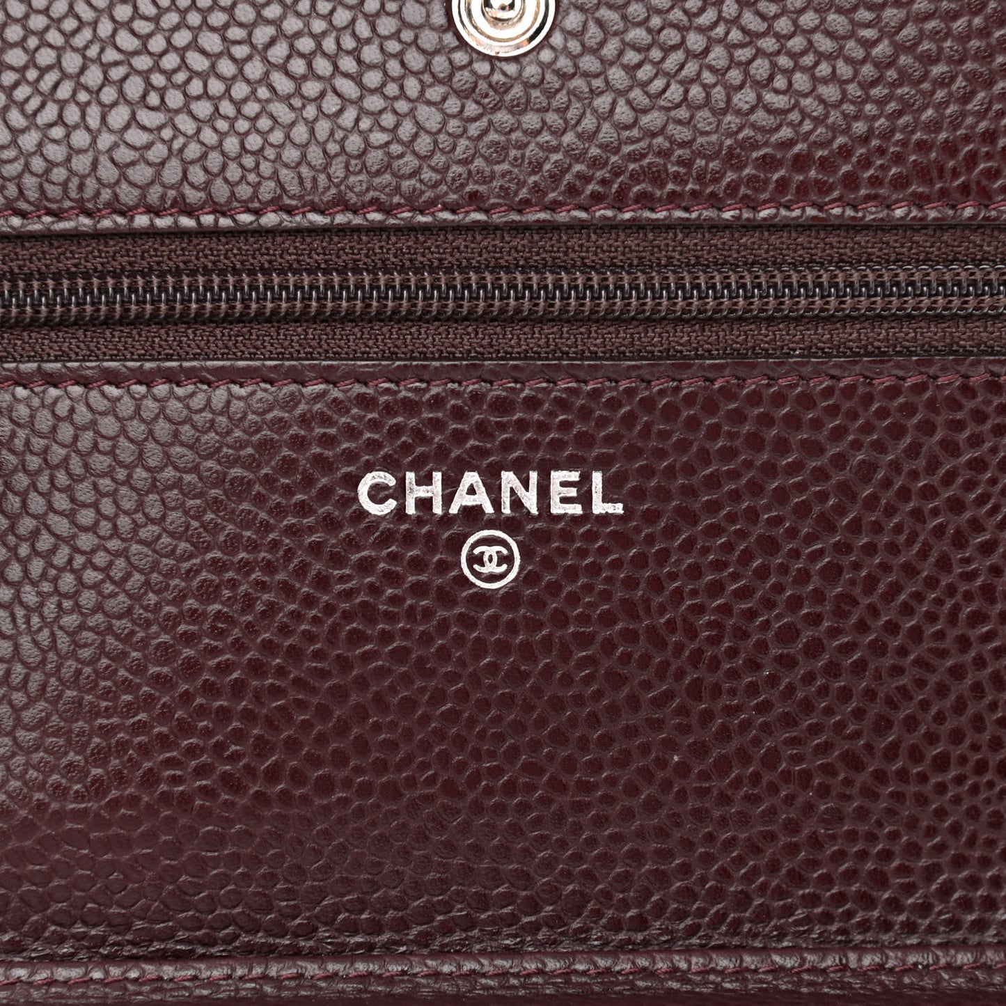 Caviar Quilted Wallet on Chain WOC Burgundy