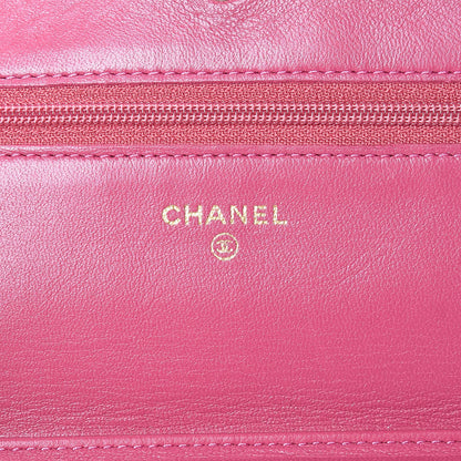 Chanel Caviar Camellia Embossed Wallet On Chain WOC Fuchsia 6 of 22