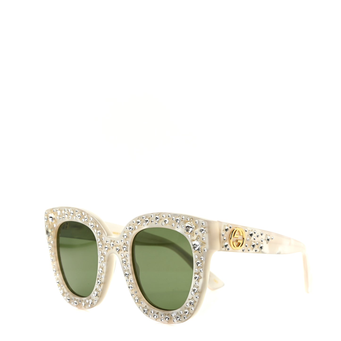 Acetate Crystal Oversize Mirrored Star Sunglasses GG0116S Ivory