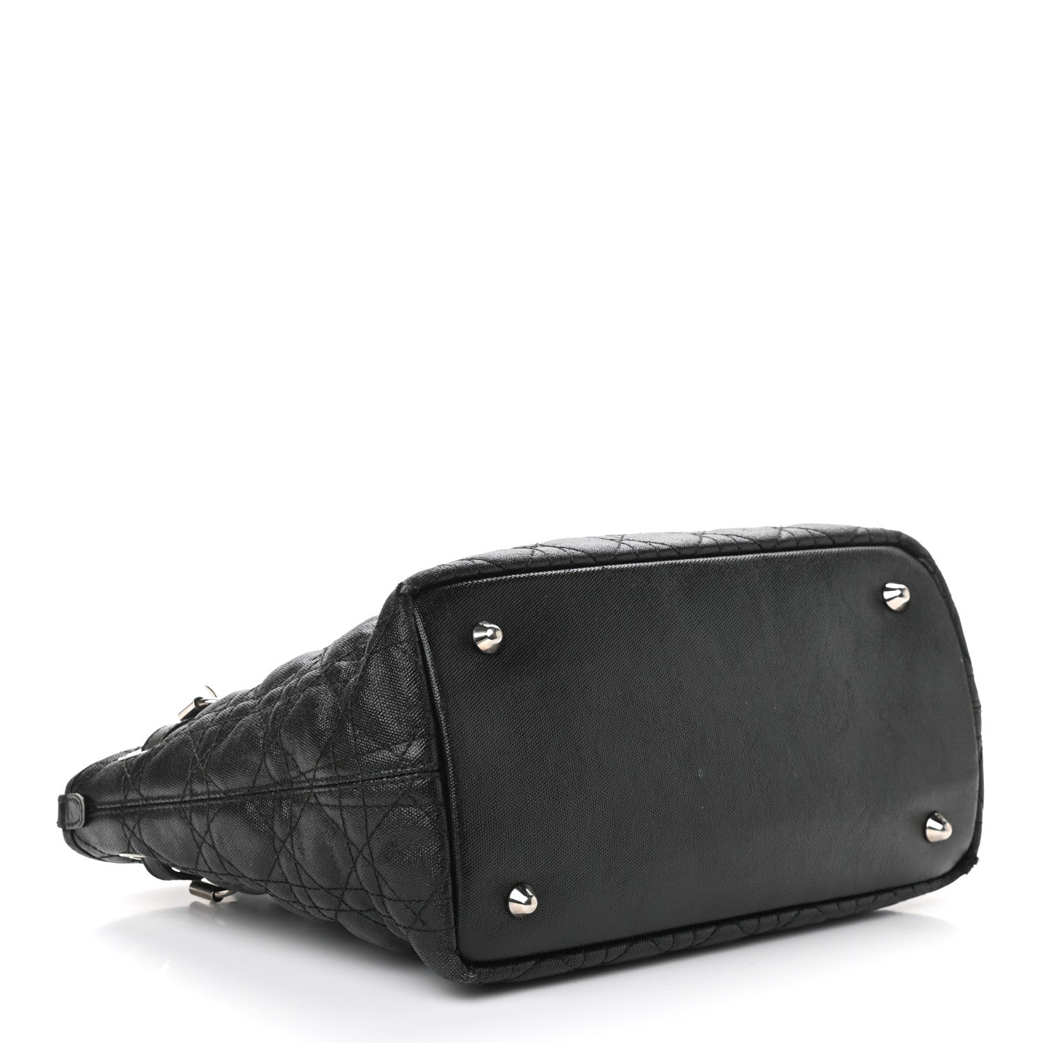 Christian Dior Coated Canvas Cannage Mini Panarea Tote Black 4 of 11