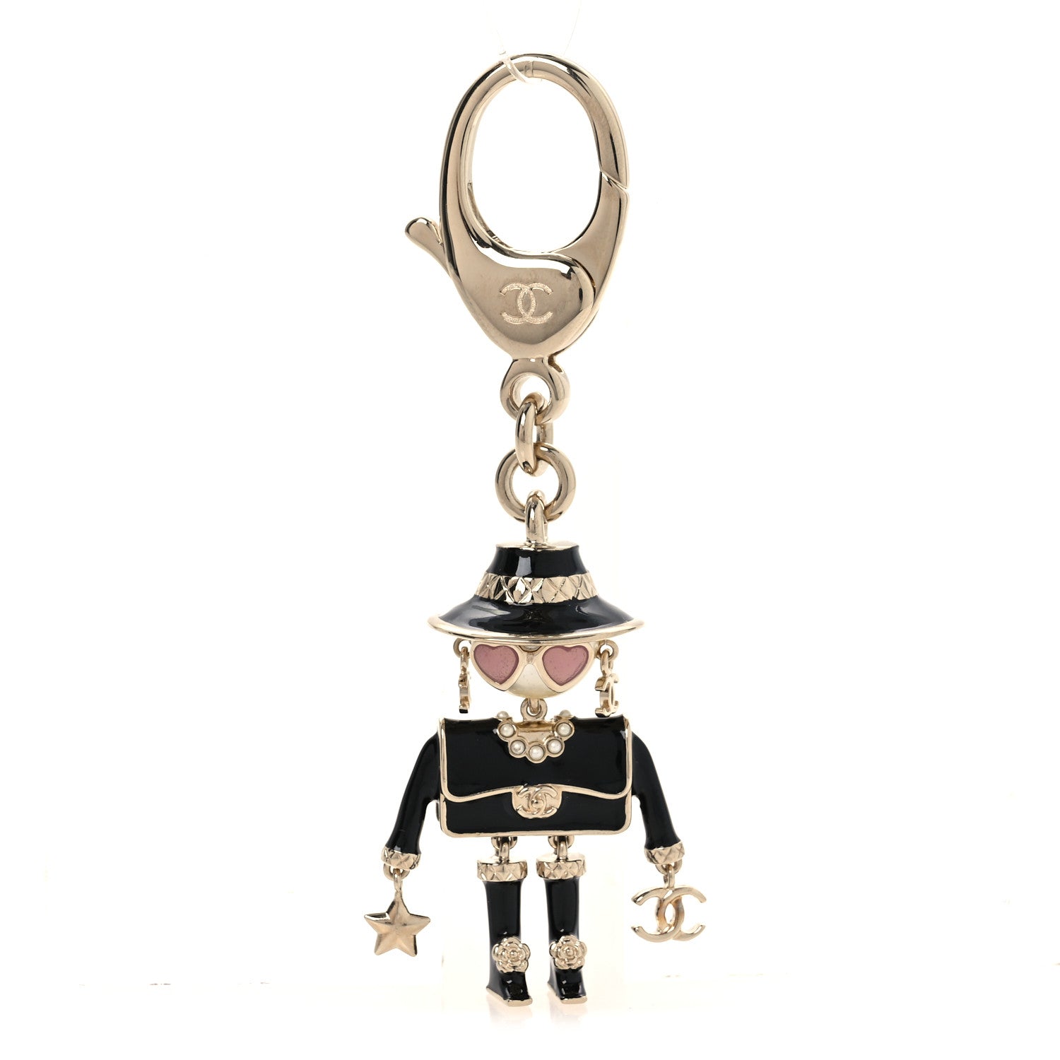 Chanel Metal Pearl Coco Mademoiselle Figurine Bag Charm Gold Black Gold Black 1 of 4