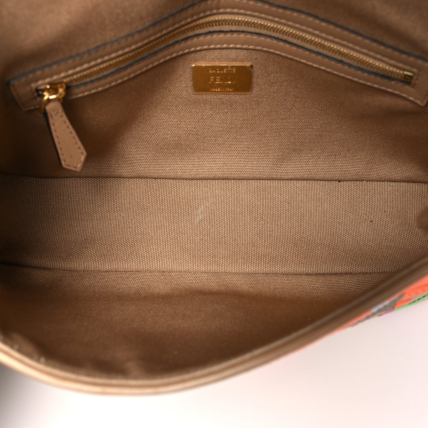 Fendi Canvas Vitello King FF Multicolor Embroidered Baguette Multicolor Cuoio 5 of 10