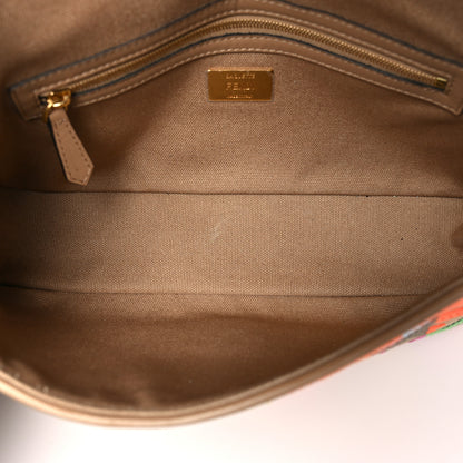 Fendi Canvas Vitello King FF Multicolor Embroidered Baguette Multicolor Cuoio 5 of 10